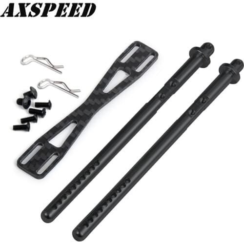 AXSPEED RC Car Rear Body Shell Post Mount Alloy & Carbon Holder with Clip for 1/10 RC Crawler Axial SCX10 II 90046 Upgrade Parts