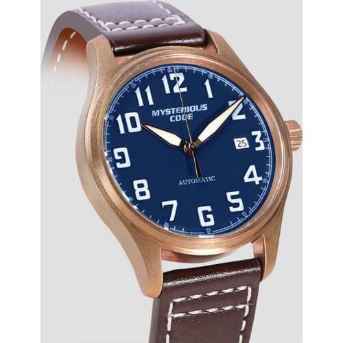 Bronze Pilot Watch Men Sports NH35 Automatic Mechanical Wristwatches Air Force 40mm Titanium Sapphire Luminous Watches Vintage