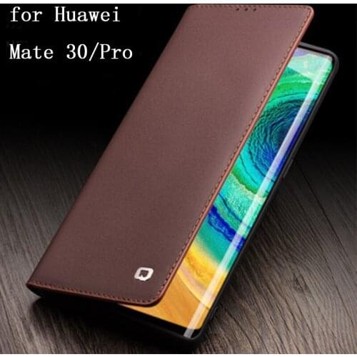 QIALINO Classic Style Genuine Cow Leather Case for Huawei Mate 30 Pro Business Flip Wallet Case for Huawei Mate30 Mate 30 Skin