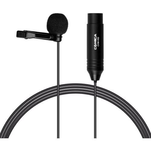 Comica CVM-V02O Phantom Power Omnidirectional Lavalier Microphone Lapel Clip Broadcasting Mic for Canon Sony Panasonic Camcorder