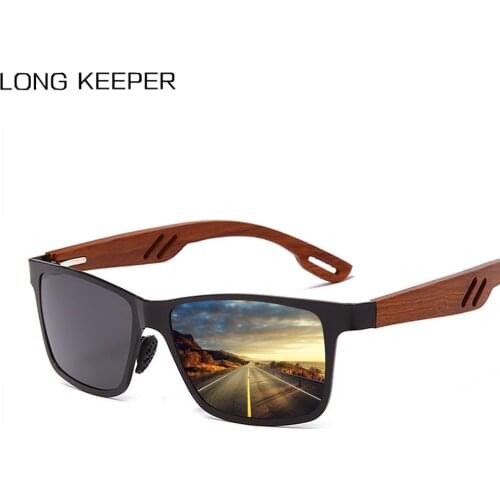 LongKeeper Wood Polarized Men Sunglasses Brand Design Wooden Handmade Sun Glasses Fashion Driving Eyewear UV400 Gafas De Sol