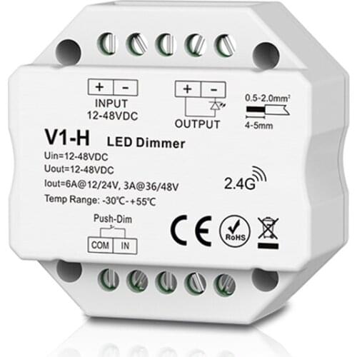 New Led Light Dimmer 1CH*3A 6A 12-48V DC Low Voltage Dimming RF Wireless Controller External Doorbell Self-Reset Switch
