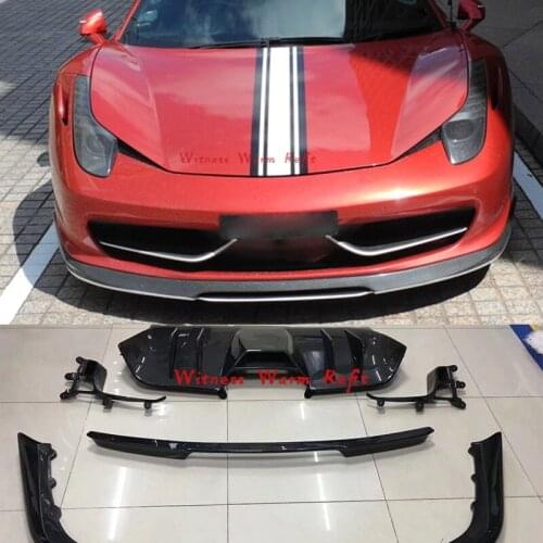 For 458 Car body kit Carbon fiber front rear bumper lip diffuser Splitter rear spoiler wing for Ferrari 458 2012
