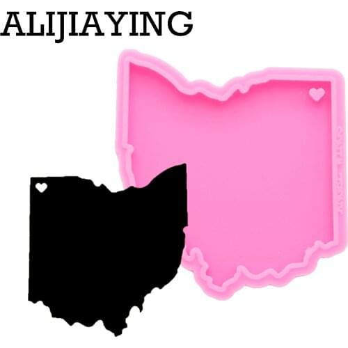 DY0220 Glitter states ohio map mold DIY keychain silicone molds craft keyring pendant jewelry keychains mould