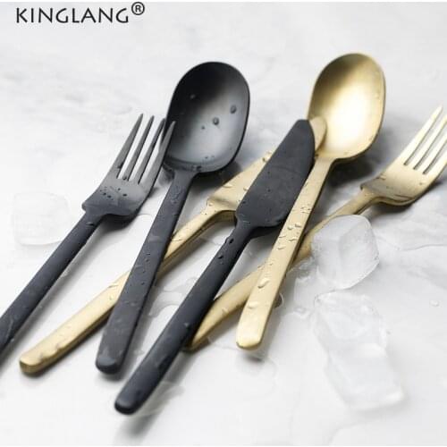 KINGLANG 4pcs/Set NEW Flatware 304 Stainless Steel Dinner Spoon Western Food Fork Tableware Hotel Supplies Wholesale