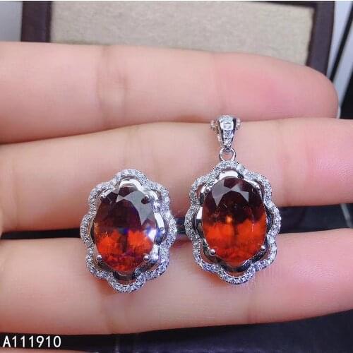 KJJEAXCMY fine jewelry 925 sterling silver inlaid Natural Garnet pendant ring necklace exquisite Womens suit support detection