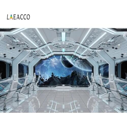 Laeacco Photophone Spaceship Universe Photography Backdrops Astronaut Birthday Photo Backgrounds Photozone fro Video Photocall