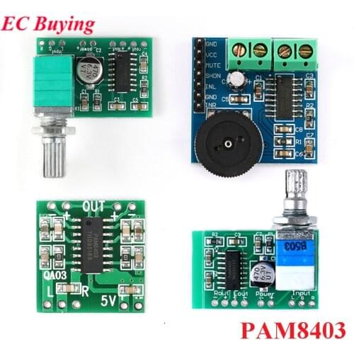 PAM8403 Amplifier Board Module Mini 2.5V to 5V 2x3W Digital Power Audio 2 Channel 3W Volume Control USB Power Supply For Arduino