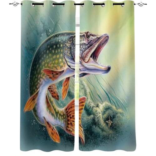 Marine Life Underwater Fish Roar Blackout Curtains For Living Room Window Curtains For Bedroom Kitchen Curtains Drapes Blinds