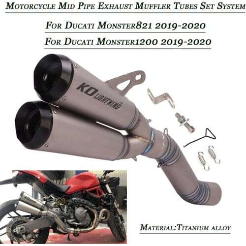 Motorcycle Titanium Mid Link Pipe Escape Exhaust Muffler Tubes Silencer Set System for Ducati Monster821 Monster1200 2019-2020