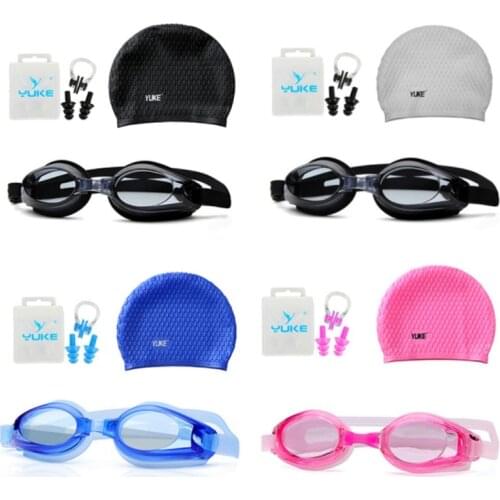 Newly Swim Goggles And Cap Set Adult Swimming Goggles Waterproof anti-fog UV Protection Surfing Swim Glasses Swim Caps Earplugs