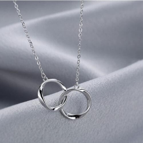 925 Sterling Silver Irregular Circle Necklace Simple Female Clavicle Chain Necklace Daily Jewelry