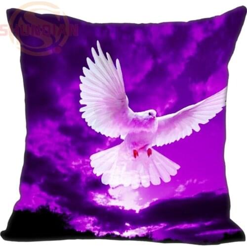 Custom Pigeon Flying In Purple Sky background peace Square Pillowcases zipper Custom Pillow Case 20x20cm 35x35cm 40x40cm