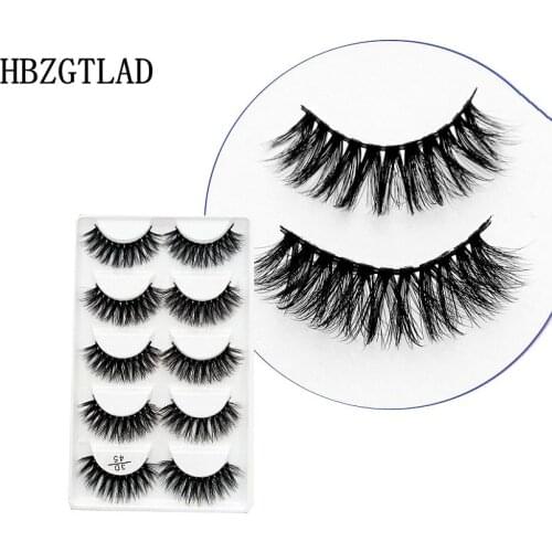 2018 NEW 5 pairs 100% Real Mink Eyelashes 3D Natural False Eyelashes 3d Mink Lashes Soft Eyelash Extension Makeup Kit Cilios 45