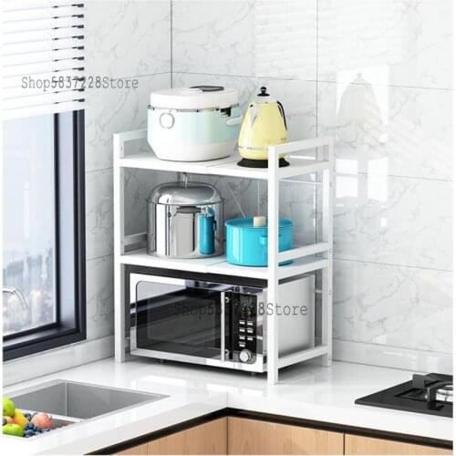 Retractable kitchen shelf microwave oven storage rack household double-layer countertop rice cooker cabinet