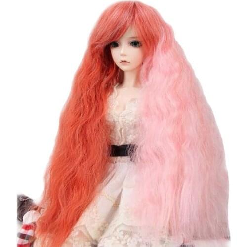 [wamami] 97# Pink&Red Long Wavy Wig 38-40cm For 1/3 SD AOD DOD BJD Dollfie 8"-9"
