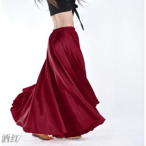 Belly Dance 360 Degree Circle Big Skirt Silk Satin Big Skirt Flamenco Skirt Training Performance Costume Spanish Dance Skirt