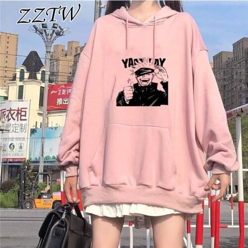 Japanese Anime Jujutsu Kaisen Women Hoodie Kawaii Autumn Hoodies Yuji Itadori Graphic Top Cartoon Oversized Sweatshirts