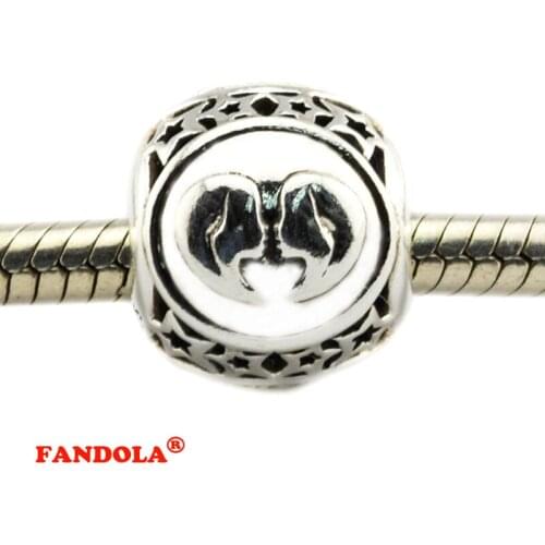 DIY Fits Pandora Bracelets Gemini Star Sign Beads 925 Sterling Silver Jewelry Charms for Women Free Shipping