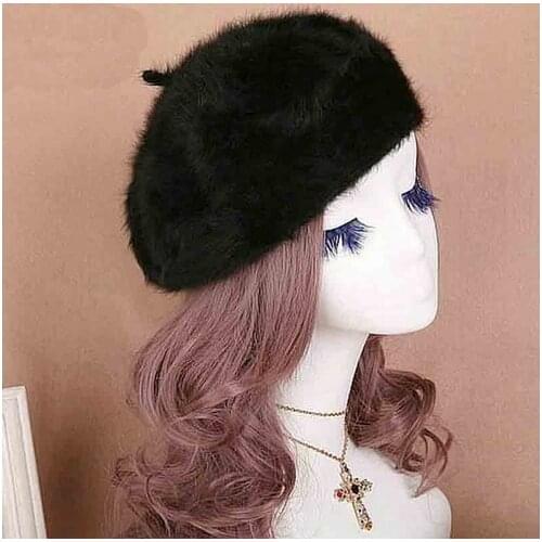 Women Plush mink cashmere Beret Ladies hand knitting hats Winter warm knitting cap free shipping