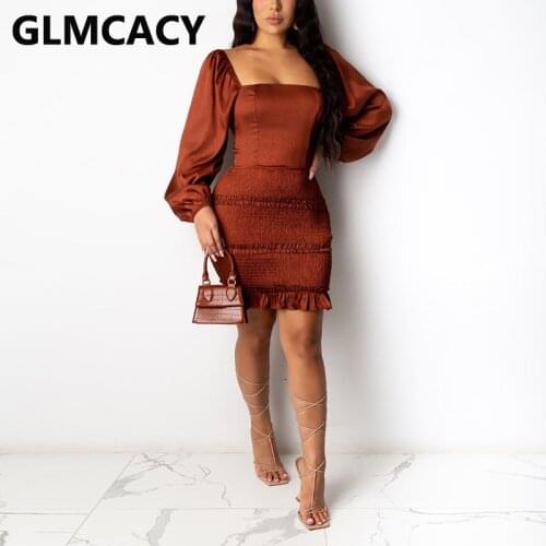 Women Long Sleeve Square Neck Dress Chic Bdoycon Lace Up Back Mini Dresses