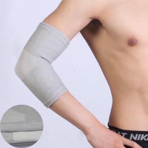 1 Pair Elbow Pad Protect Support Bamboo Charcoal Gray Brand High Elastic Sports Outdoor Cycling Gym Elbow Guard Brace Warm Sport