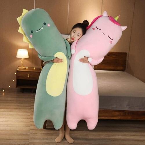 1pc 70/90CM Lovely Dinosaur Unicorn Plush Toys Stuffed Soft Animal Pillow Cattle Dolls for Kids Baby Birthday Gift Bed Cushion