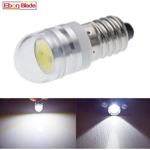 1Pcs E10 COB 2W LED Bulbs Lights White MES Miniature Screw Bulb 1447 Style Small Mini Lamp Torches Motor Bike Light 6V DC 6000K