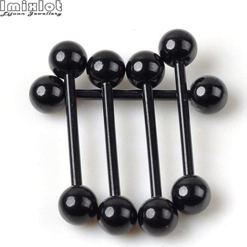 10PCS Black Tongue Rings Stainless Steel Tongue Piercing Septum Industrial Barbell Flesh Tunnels Ear Plugs Women Body Jewelry