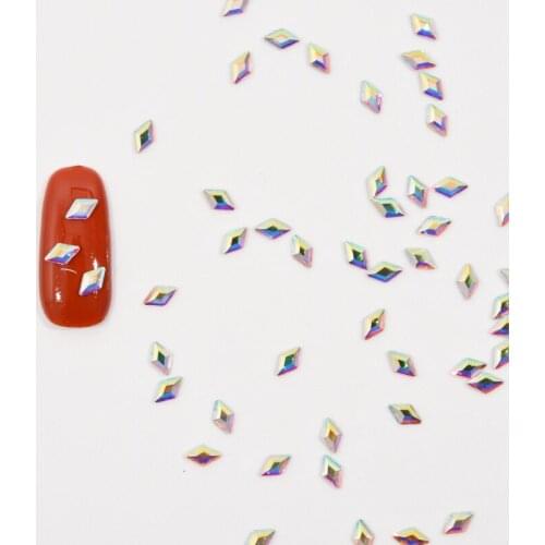 20pcs/bag Nail Art Rhinestone Strass Clear/AB Fancy Stone Rhombus-3x5mm Square-3x3mm 3D Nail Rhinestone Strass Accessory EJZ346U