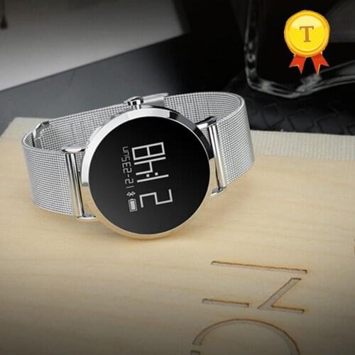 2018 high quality Heart Rate leather stainless steel belt message push reminder health Smart Watch smart Band With Oled display