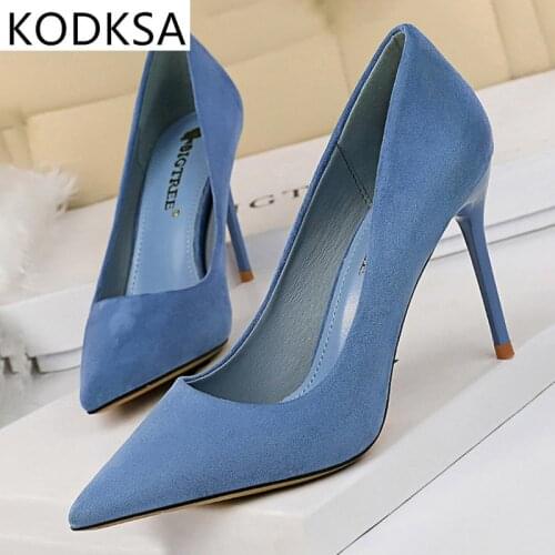 2021 New Women Pumps Suede High Heels Shoes Fashion Office Shoes Stiletto Party Shoes Female Comfort Women Heels