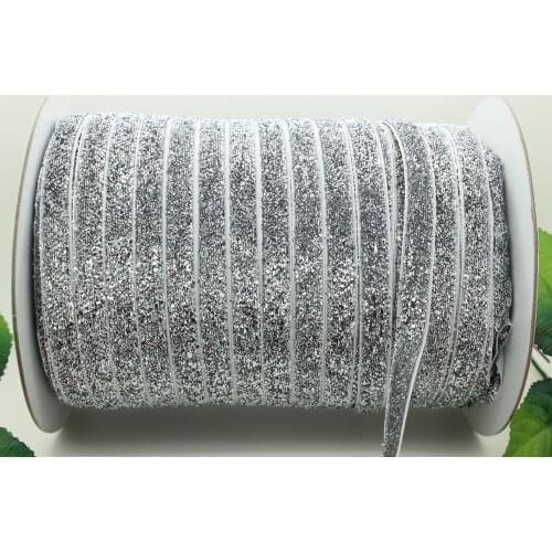 3/8'' Free shipping christmas silver glitter metal ribbon 50y/lot hairbow diy party decoration wholesale 9mm P1293