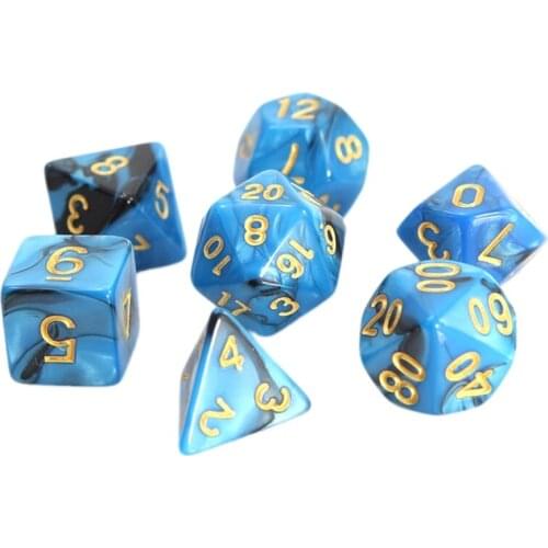 7pcs/set Acrylic Dice Set Different Shapes Digital Dice for RPG DND Board Game 448D