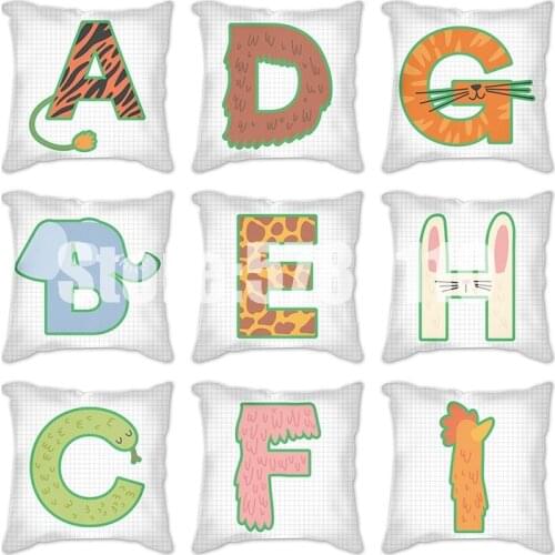 English alphabet 45*45cm single-sided printing polyester pillow case home decor sofa cushion cover without pillow core Cojines