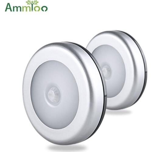 AmmToo Wireless PIR Motion Sensor LED Night Light Wall Lamp Stair Closet Corridor Cabinet LED Sensor Light Smart Auto ON/OFF