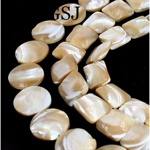 Free Shipping Square Coin Rectangle Gold Sea Natural Shell Shape DIY Jewelry Making Beads Strand 15"