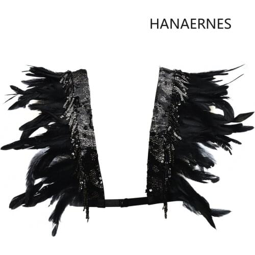 HANAERNES Turquoise Feather Cage Body Bra Harness Crop Top Sexy Bondage Harness Lingerie Women Festival Harajuku Underwear