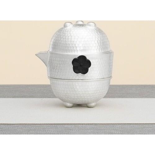 Pure Silver 999 Teapot A Multifunctional Silver Express Cup Hand-made Anti Scalding Portable Silver Bubble Teapot