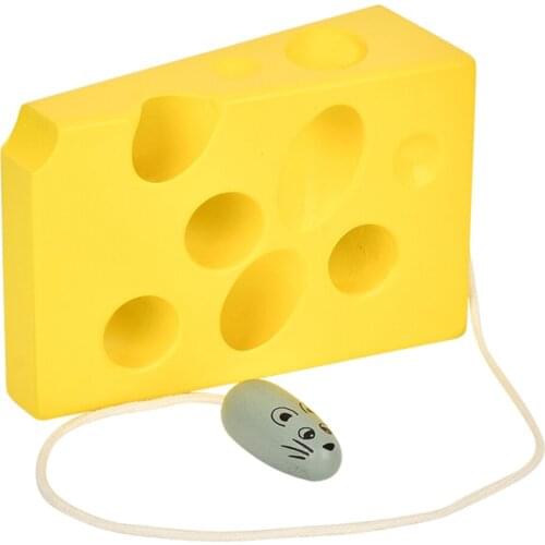 Wood Lacing Threading Puzzle Cheese Learning Game Early Learning Toy Toddlers Gift