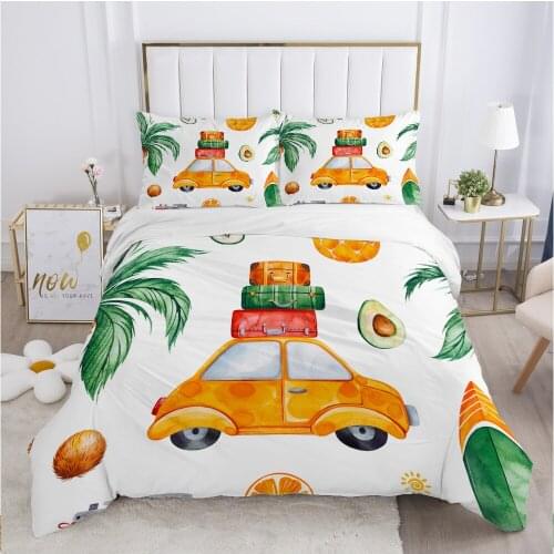 Children Bedding set for Kids Baby Child Girls boy140x200 Single Quilt/Comfortable/Duvet Cover Set Bed Linens Cute Car