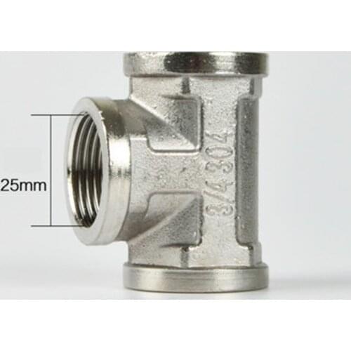 DN20 3/4" BSPT Female Tee 201 Stainless Steel Pipe Fitting Connector Coupling Adapter