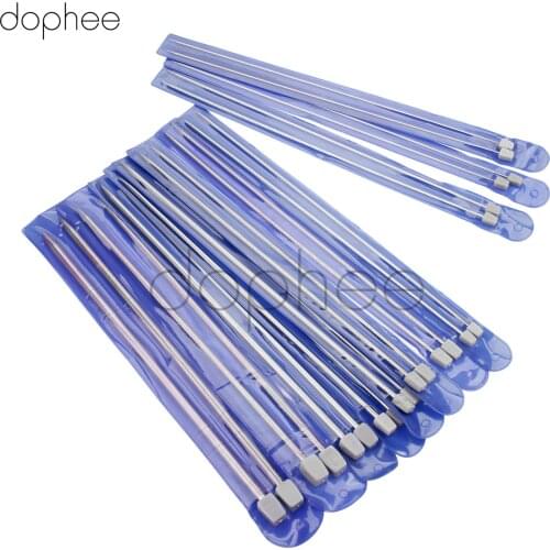 Dophee 11Pairs/set 36cm Stainless Steel Straight Wool Knitting Needles Single Pointed Crochet Hooks DIY Knitting Tools