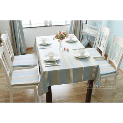 Cotton yarn dyed fabric curtains can be customized tablecloths cushion sofa cover three-wire Blue
