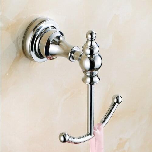 Chrome Bath Accessories Clothes Hanger & Towel & Coat & Robe Hook Decorative Bathroom Hooks Wall Mounted KD600