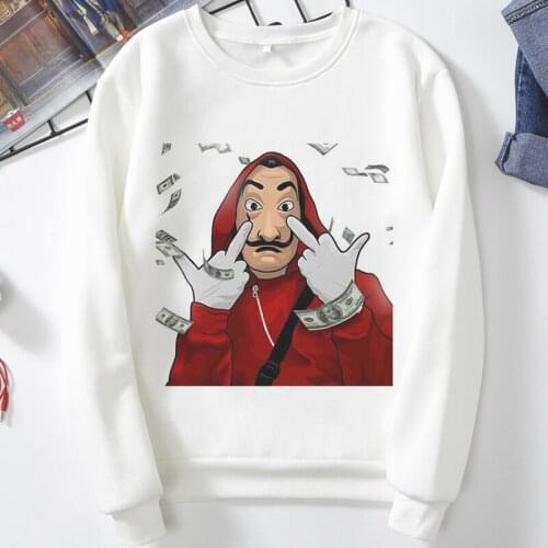 Cia La Casa De Papel Graphic Print Hoodie Tee 2020 New Fashion Streetwear Hoodies Women Harajuku Aesthetic White Top Sweatshirt