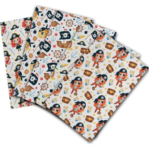 Pirate Girl Pattern PU Lychee Pattern Synthetic Leather 22X30cm A4 Sewing Accessories Bowknot Crafts