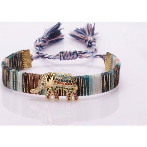 Kejialai Fashion New Silk Retro Monkey Elephant Animal Pattern Unique Gift Adjustable Unisex Elegant Bracelet