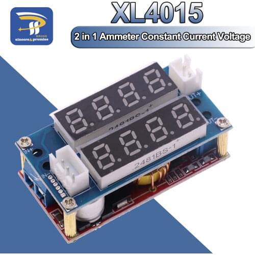 2 in 1 XL4015 5A 75W Adjustable Power CC/CV Step-Down Charge Module LED Driver Voltmeter Ammeter Constant Current Voltage