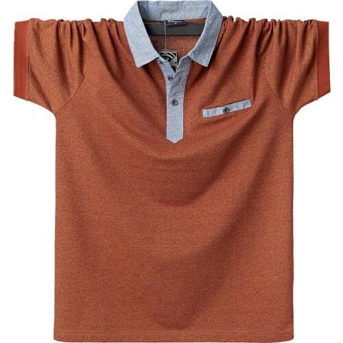 Men Polo Shirt Mens Contrast Polo Shirts Cotton Polo Shirt 6XL Plus Size Casual Classic Summer Mens Clothing Pocket Tops Tees